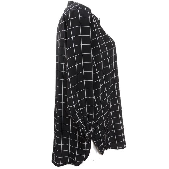 Vtg Women's PLUS Size 14/16 Window Pane-Plaid Tunic Button Up 3/4 Sleeve Shirt - Picture 4 of 8